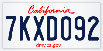 CA license plate 7KXD092