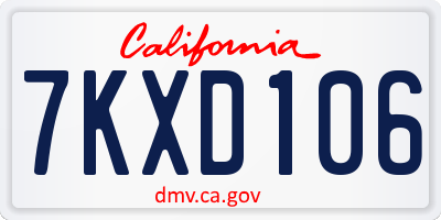 CA license plate 7KXD106