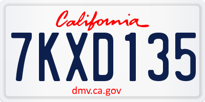 CA license plate 7KXD135
