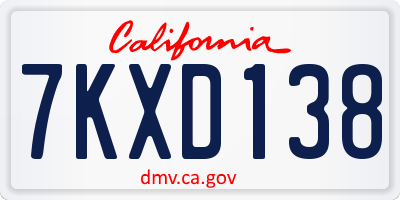 CA license plate 7KXD138