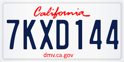 CA license plate 7KXD144