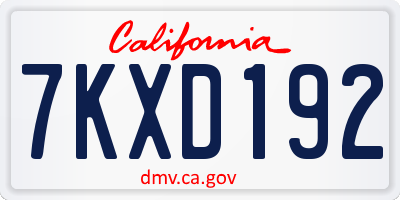 CA license plate 7KXD192