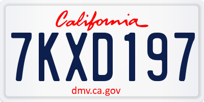 CA license plate 7KXD197