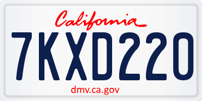 CA license plate 7KXD220