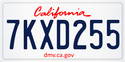 CA license plate 7KXD255