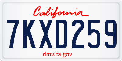 CA license plate 7KXD259