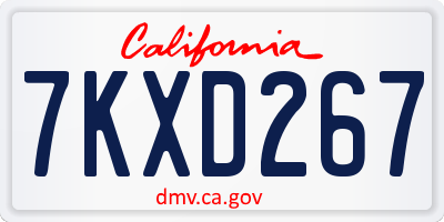 CA license plate 7KXD267