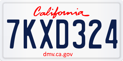 CA license plate 7KXD324