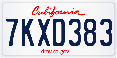 CA license plate 7KXD383