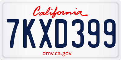 CA license plate 7KXD399