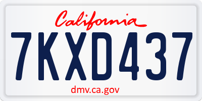 CA license plate 7KXD437