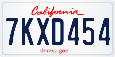 CA license plate 7KXD454
