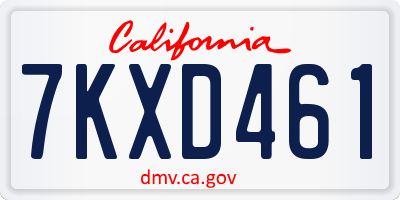 CA license plate 7KXD461