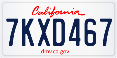 CA license plate 7KXD467