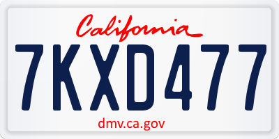 CA license plate 7KXD477