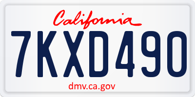 CA license plate 7KXD490