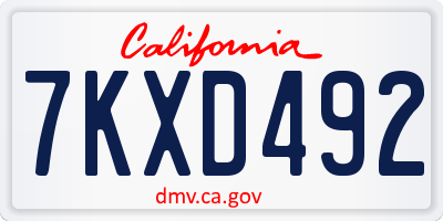 CA license plate 7KXD492
