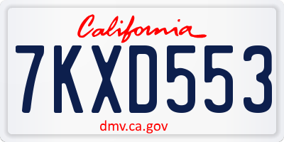 CA license plate 7KXD553
