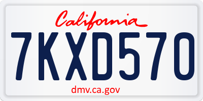 CA license plate 7KXD570