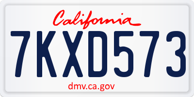 CA license plate 7KXD573