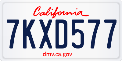 CA license plate 7KXD577