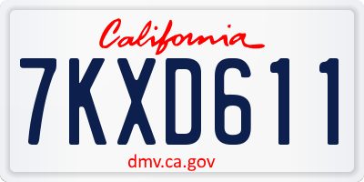 CA license plate 7KXD611