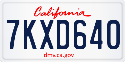 CA license plate 7KXD640