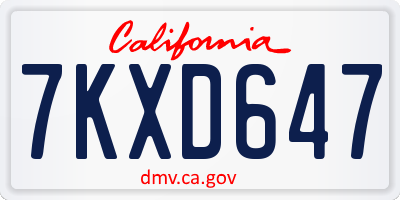 CA license plate 7KXD647