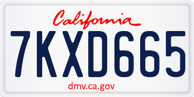 CA license plate 7KXD665