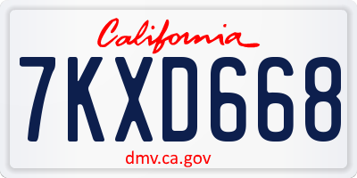 CA license plate 7KXD668