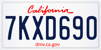 CA license plate 7KXD690