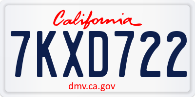 CA license plate 7KXD722