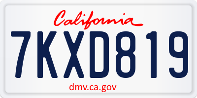 CA license plate 7KXD819