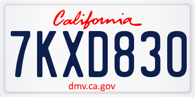 CA license plate 7KXD830