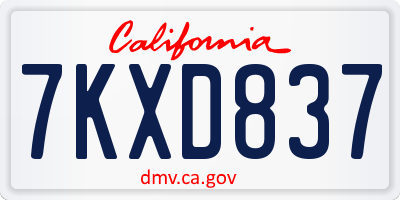 CA license plate 7KXD837