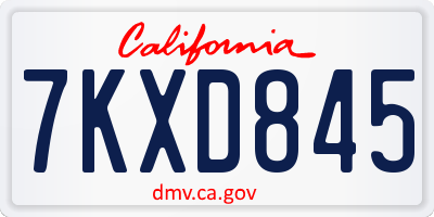 CA license plate 7KXD845