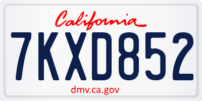 CA license plate 7KXD852