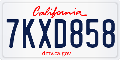 CA license plate 7KXD858