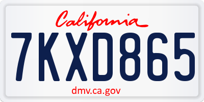 CA license plate 7KXD865