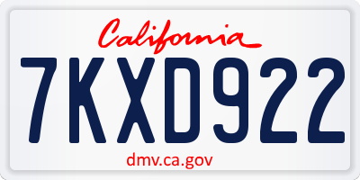 CA license plate 7KXD922