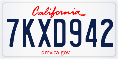 CA license plate 7KXD942