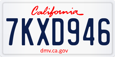 CA license plate 7KXD946