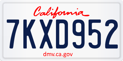 CA license plate 7KXD952