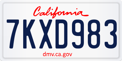 CA license plate 7KXD983