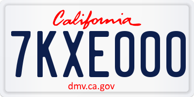 CA license plate 7KXE000
