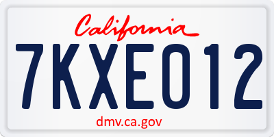 CA license plate 7KXE012