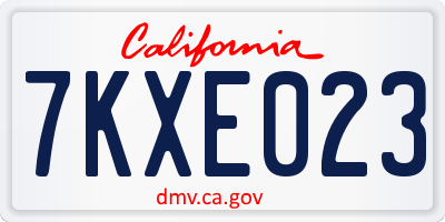 CA license plate 7KXE023