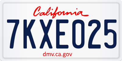 CA license plate 7KXE025