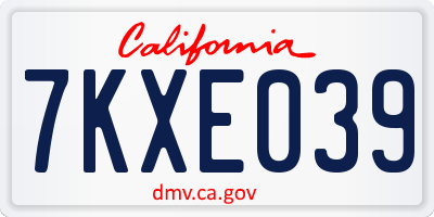 CA license plate 7KXE039