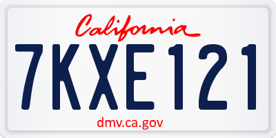CA license plate 7KXE121